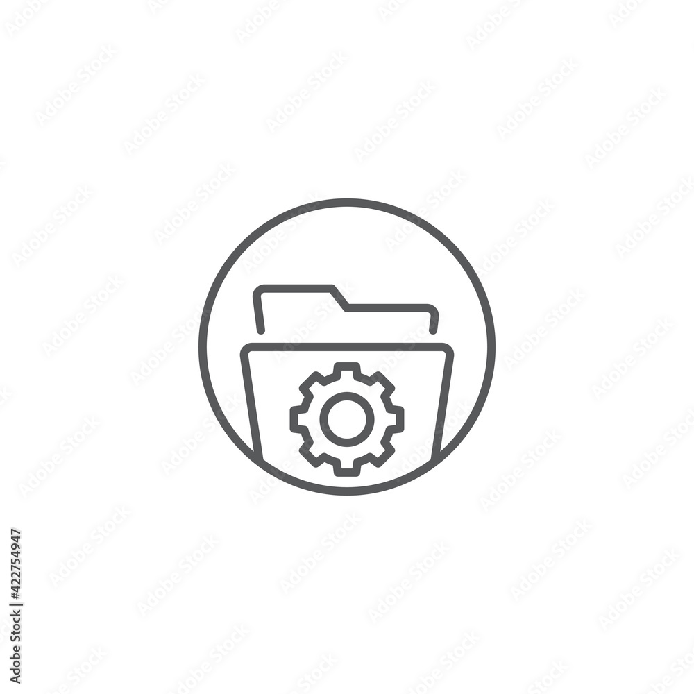 Folder settings with gears icon isolated on white background. Software update, transfer protocol, teamwork tool management. Set icons colorful. Vector Illustration Folder settings with gears icon isolated on white background. Software update, transfer protocol, teamwork tool management. Set icons colorful. Vector Illustration