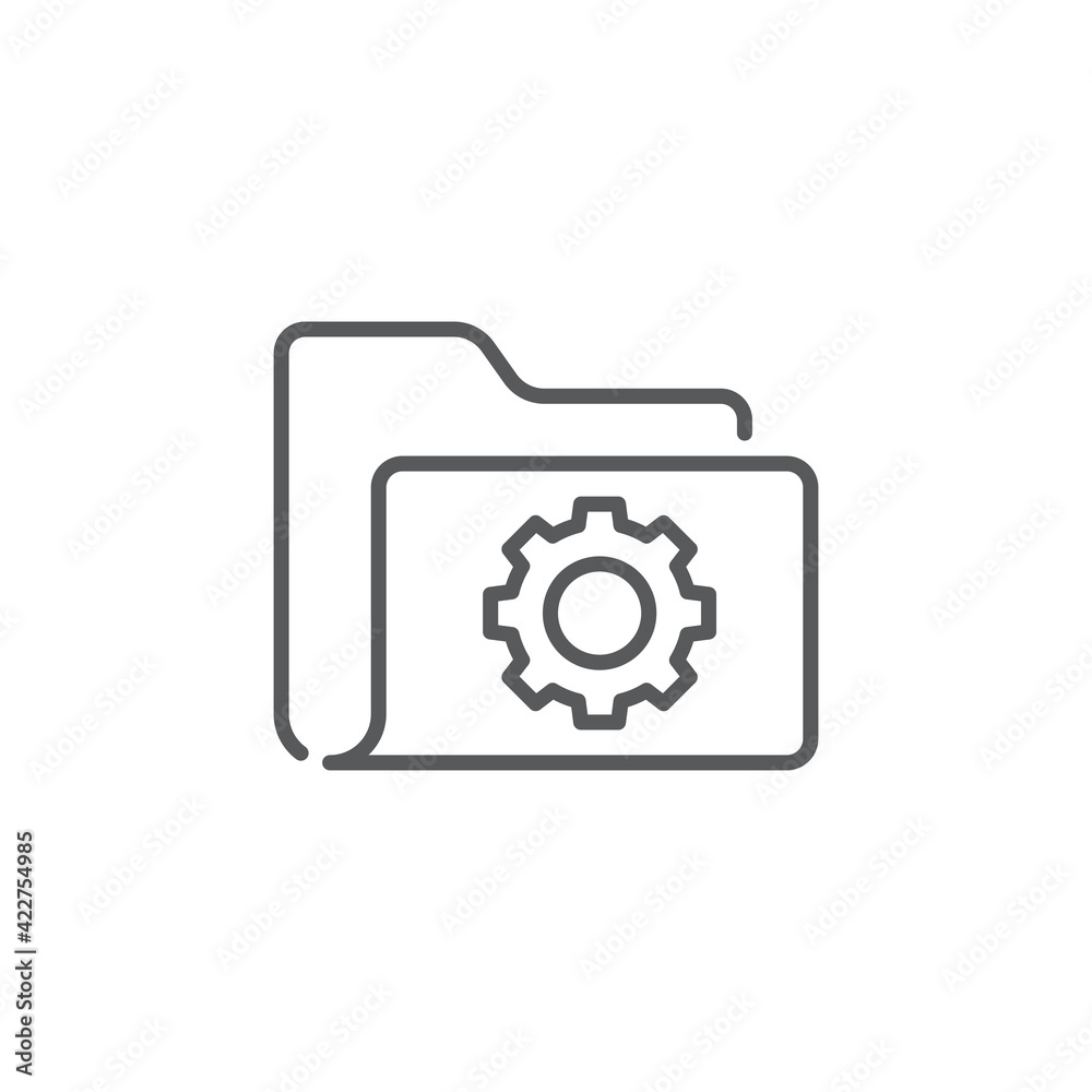 Folder settings with gears icon isolated on white background. Software update, transfer protocol, teamwork tool management. Set icons colorful. Vector Illustration Folder settings with gears icon isolated on white background. Software update, transfer protocol, teamwork tool management. Set icons colorful. Vector Illustration