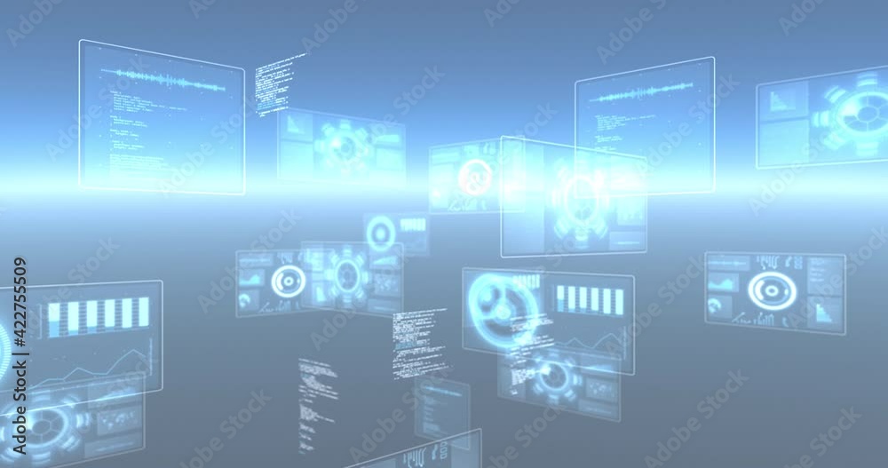 Animation of scopes scanning, statistics recording and data processing on screens Animation of scopes scanning, statistics recording and data processing on screens