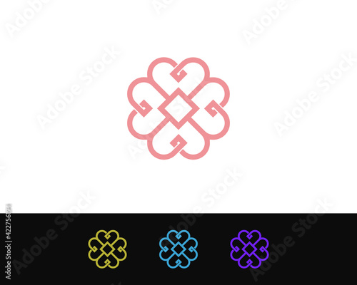 logo love flower icon vector