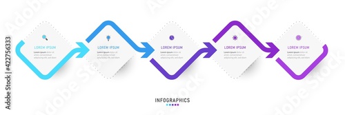 Vector Infographic label design template with icons and 5 options or steps. Can be used for process diagram, presentations, workflow layout, banner, flow chart, info graph.