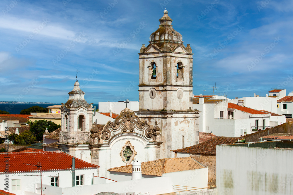church of Santo Antonio in the middle of the roofs of lagos