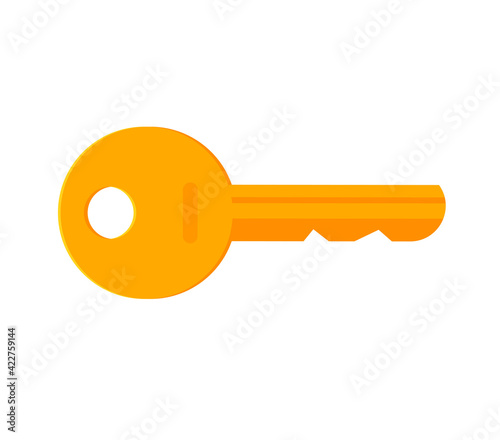 Golden door key icon vector isolated flat cartoon illustration