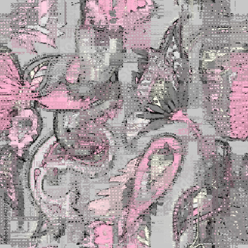 Vector image with imitation of grunge datamoshing texture.