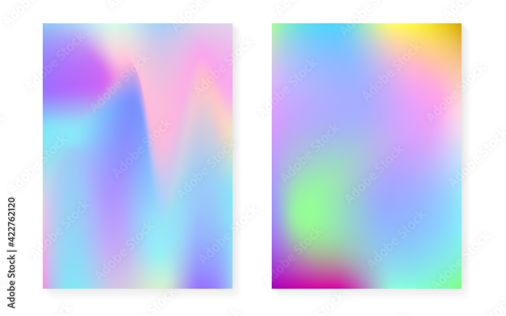 Holographic gradient background set with hologram cover. Holographic gradient background set with hologram cover.
