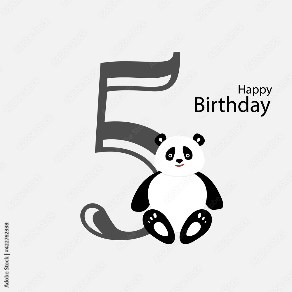 birthday card for kids with cute panda. 5 year old. Vector illustration. birthday card for kids with cute panda. 5 year old. Vector illustration.