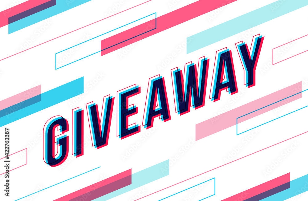 The word ''Giveaway'' in isometric style. Creative banner with abstract elements. Vector illustration.