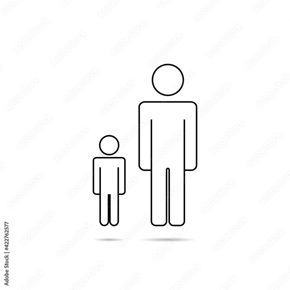 Parent and child. Father and son shoulder to shoulder. Father and son icon. Vector illustration. Parent and child. Father and son shoulder to shoulder. Father and son icon. Vector illustration.