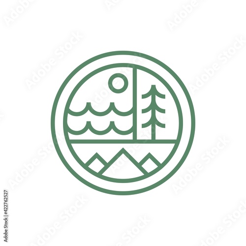silhouette of pine tree landscape logo