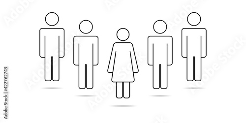 a woman is one of the most important people, a leader, goes ahead of everyone. Vector illustrator.