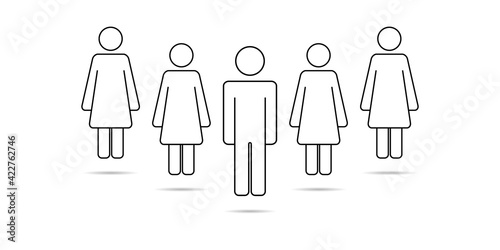 Crowd of people icon in flat style. Community icon of a group of corporate team of women led by a man. People, man symbol Business team. Vector illustration for design.
