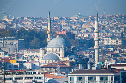 The beautiful view on Suleymaniye Mosquei Istanbul, Turkey.