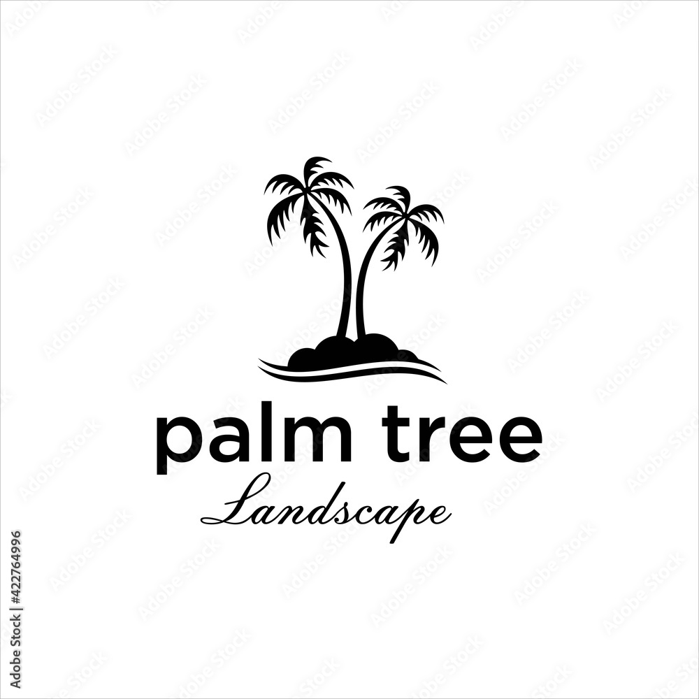palm tree logo design, tropical island logo vector