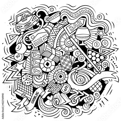 Casino cartoon vector doodle design
