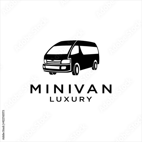 luxury minivan camper car logo design vector