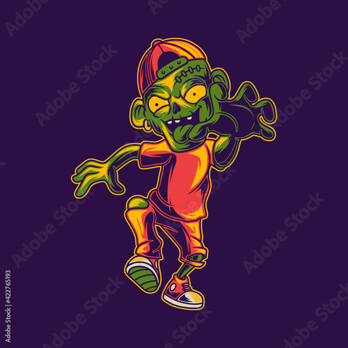 t shirt design zombie walking reach something illustration