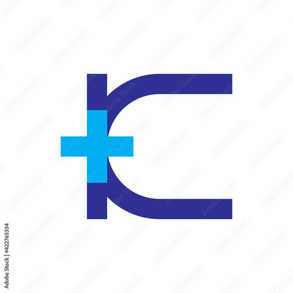 Obraz premium K letter with plus logo design vector