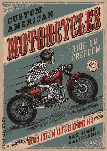 Colorful vintage motorcycle poster