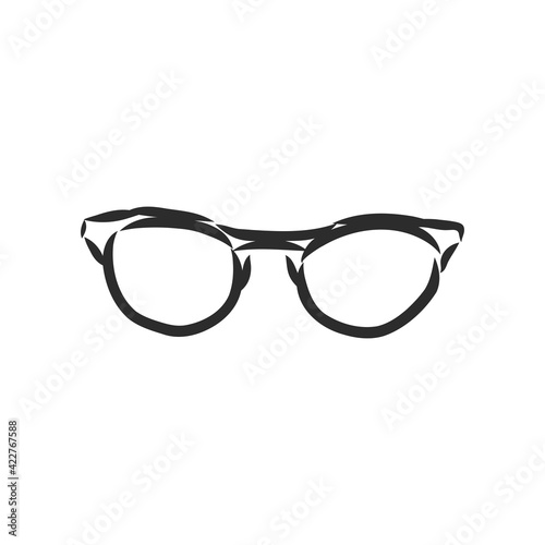 Beautiful hand drawn fashion vector illustration: hipster glasses. Trend graphic glamour fashion sketch in vogue style. Isolated vector art element on white background.
