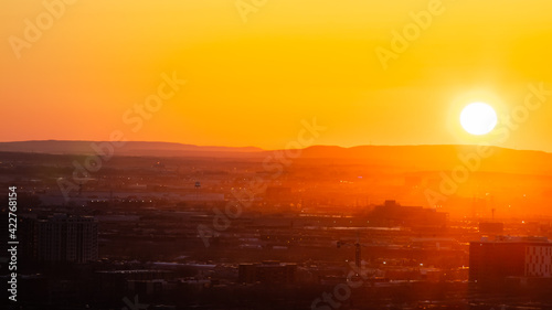 Beautiful sunset seen from Saint Joseph's Oratory in Montreal, Canada