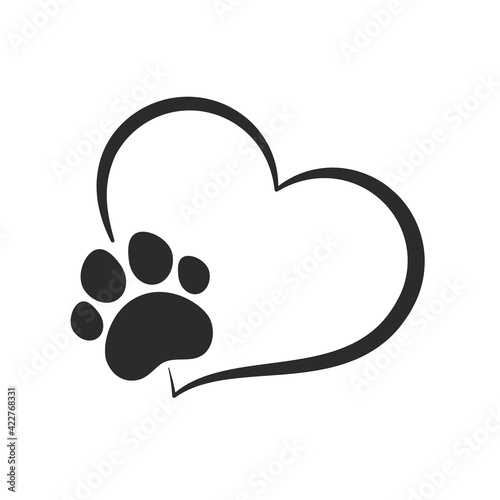 Vector design loves dogs. Heart, bone and floating dog feet for pet supplies stores.