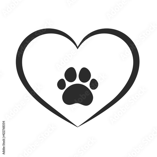 Vector design loves dogs. Heart, bone and floating dog feet for pet supplies stores.