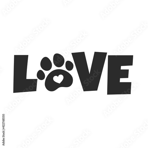 Vector design loves dogs. Heart, bone and floating dog feet for pet supplies stores.