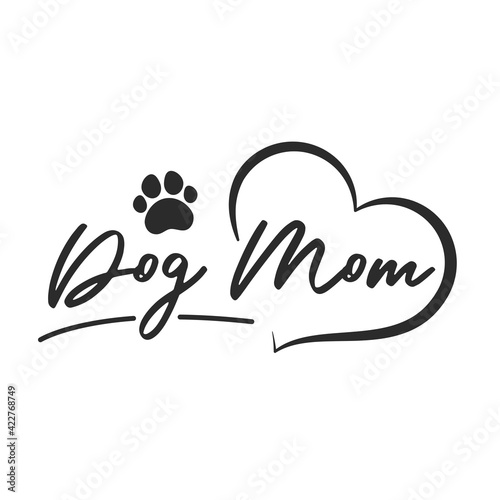 Dog mom text design from dog footprints and hearts For the shirt pattern as a gift to mom