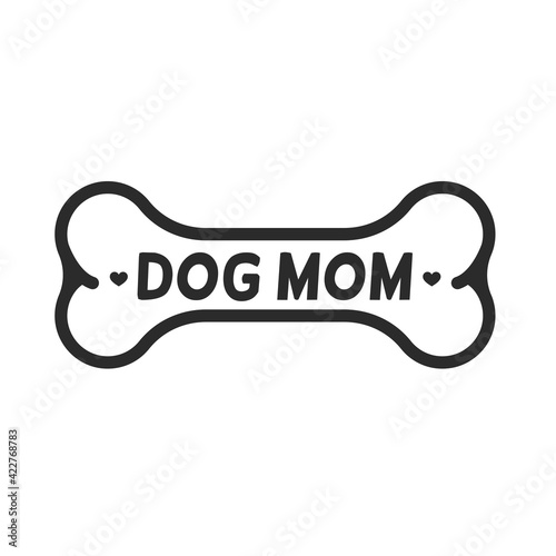 Dog mom text design from dog footprints and hearts For the shirt pattern as a gift to mom