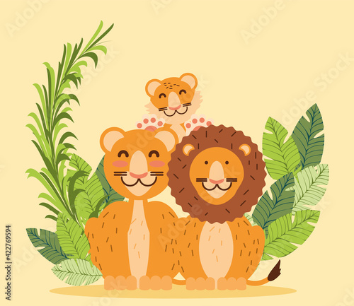 family lions cartoon