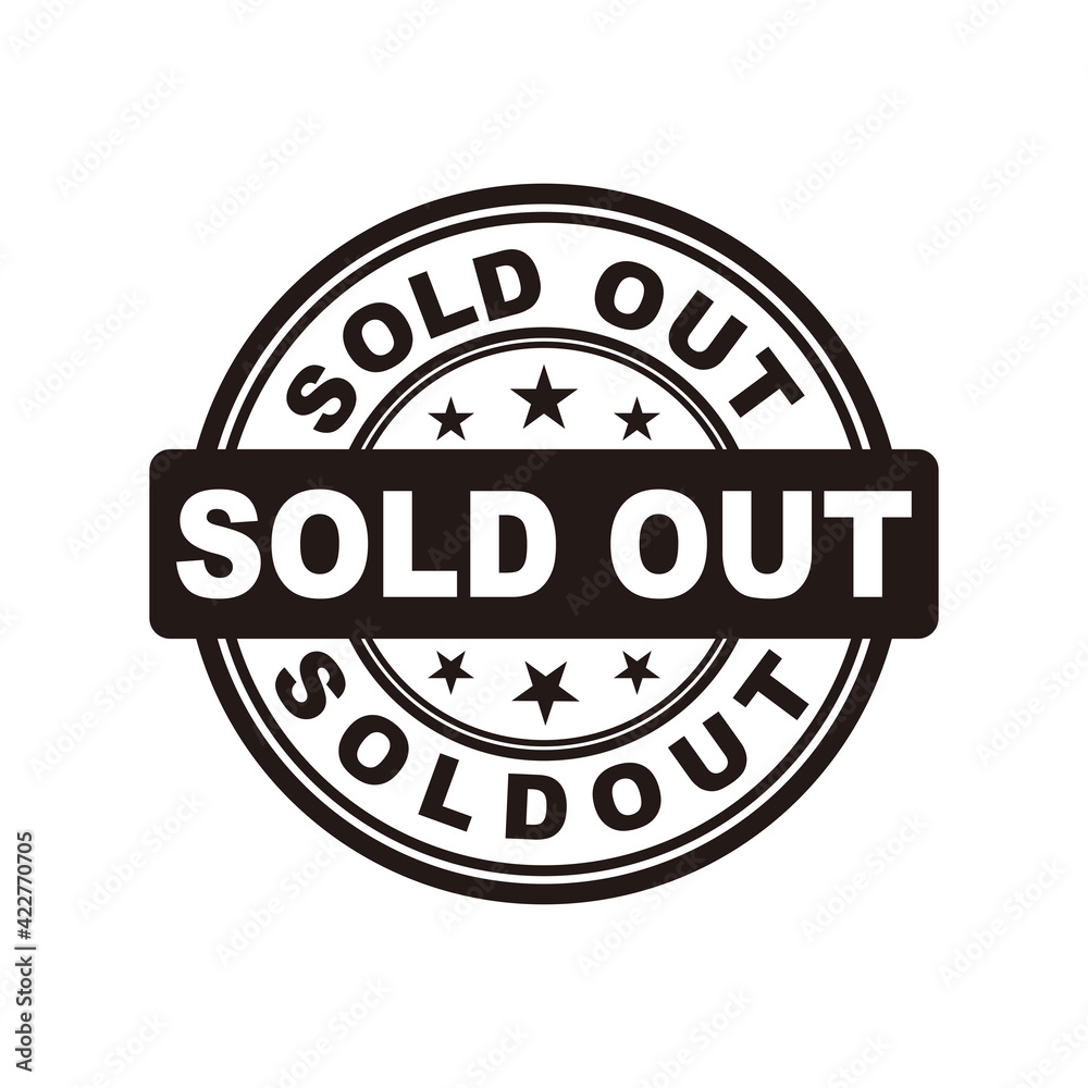Sold out rubber stamp vector illustration on white background.