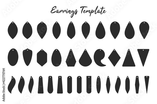 Earring shape template Black shadow of earrings with circular hoops for cut out handmade earrings Fototapeta