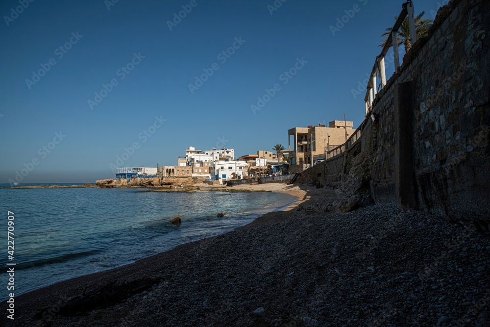 view at the old city of Batroun on the Lebanon Mediterranean sea 