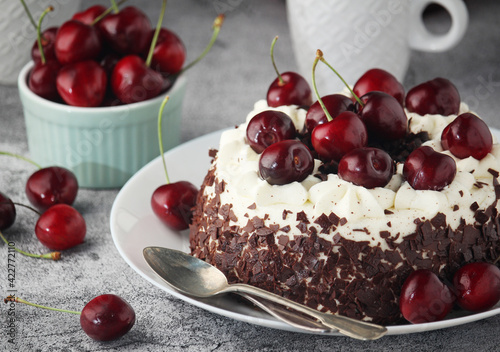 A traditional German chocolate and cherry cake Schwarzwald