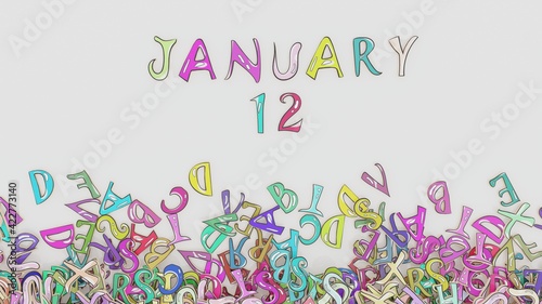 January 12 date calendar birthday party ceremony use