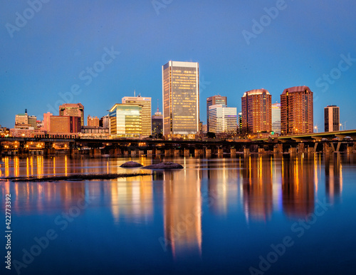 downtown skyline on the James River. Richmond, Virginia © khalid