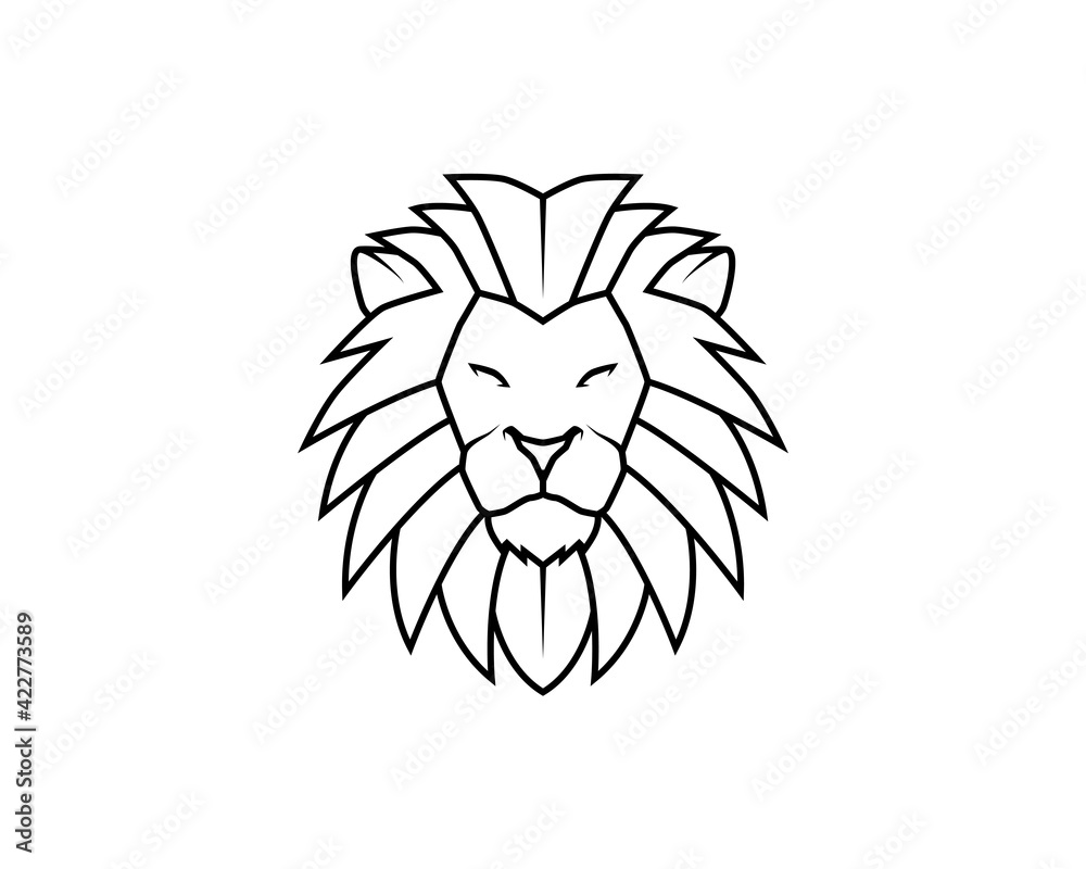 Obraz premium lion head line art vector logo icon 1