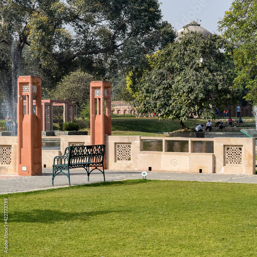 New Delhi India – March 7 2021 : Inside view of architecture tomb inside Sunder Nursery in Delhi India, Sunder Nursery is World Heritage Site located near Humayun's Tomb in Delhi, Sunder Nursery photo