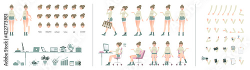 Set of female characters in different poses.vecter iliustration.