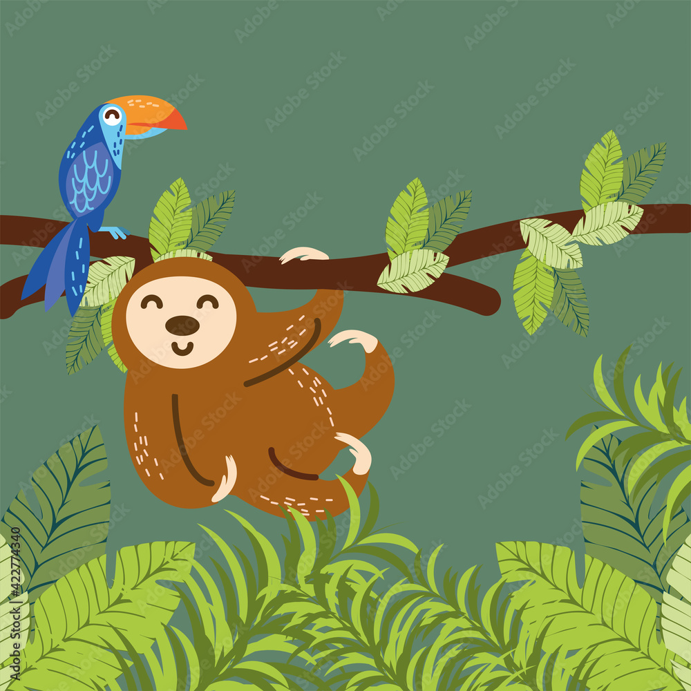 Fototapeta premium sloth parrot branch