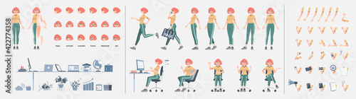 Set of female characters in different poses.vecter iliustration.