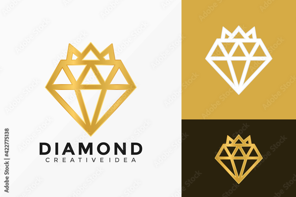 Diamond with Crown Logo Vector Design. Abstract emblem, designs concept, logos, logotype element for template. Diamond with Crown Logo Vector Design. Abstract emblem, designs concept, logos, logotype element for template.