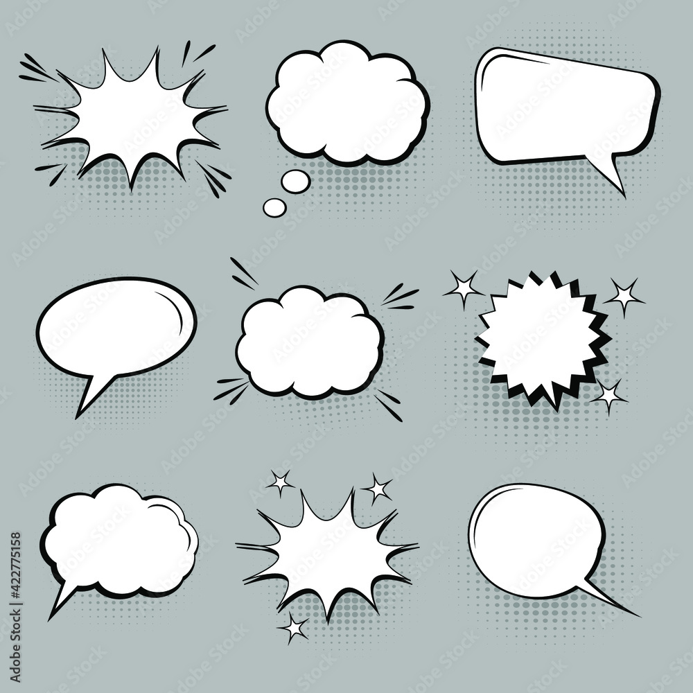 Fototapeta premium Collection of empty comic speech bubbles . Pop art style. Vector