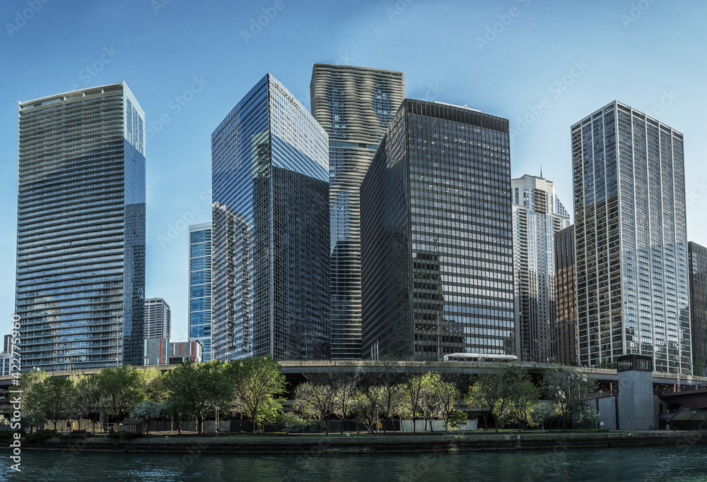 Cityscape. View of Chicago River with skyscraper in Chicago, Illinous, USA. Cityscape. View of Chicago River with skyscraper in Chicago, Illinous, USA.