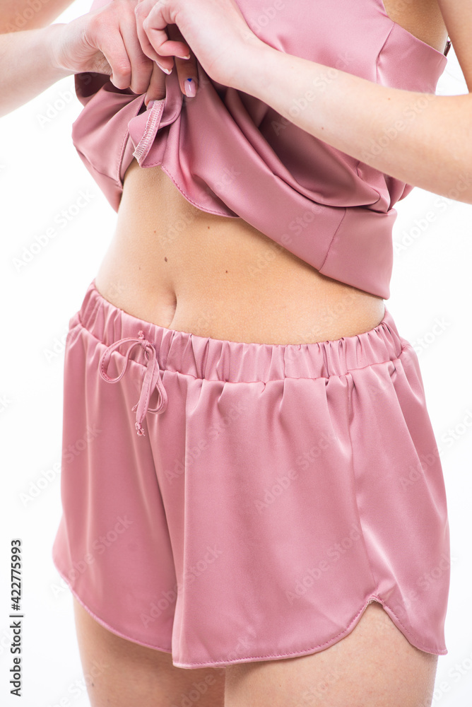 Beautiful caucasian woman in silk nightwear Beautiful caucasian woman in silk nightwear