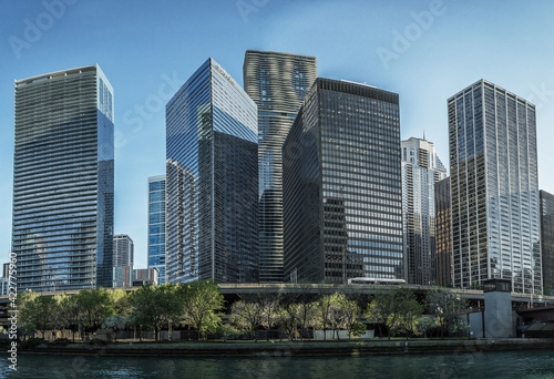 Cityscape. View of Chicago River with skyscraper in Chicago  Illinous  USA.