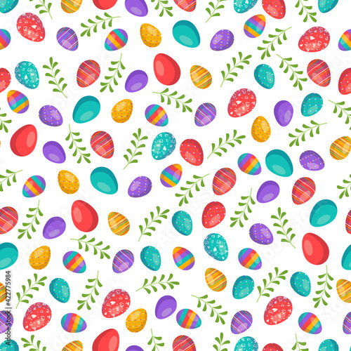 Fototapeta Naklejka Na Ścianę i Meble -  Happy Easter seamless pattern with eggs