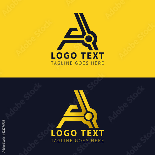 Alphabetical letter a logo with a golden style color Free Vector