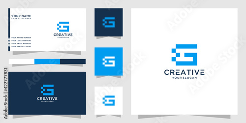 Letter g tech logo and business card template