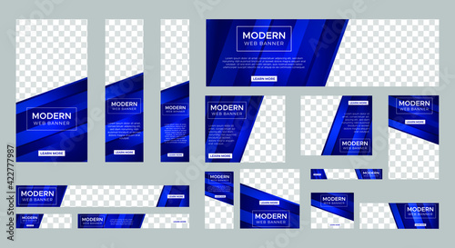 set of modern web banners of standard size with a place for photos. Vertical, horizontal and square template. vector illustration EPS 10